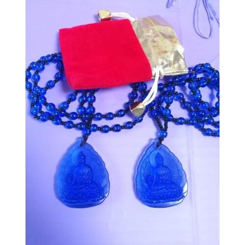 2PCS Greco-Buddhist pocket travel efficacious Mascot Safety Bless the Medicine Guru Buddha Crystal Pendant Buddhist Amulet