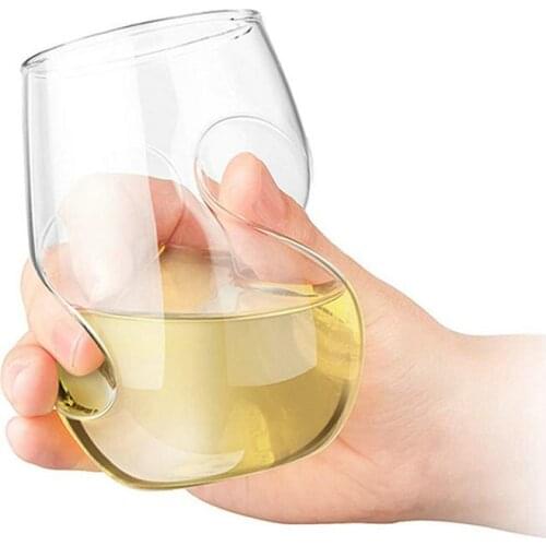 2 Pcs / lot creative fashion thumb shaped style whiskey glass lead-free transparent wine glass for Liquor Scotch Bourbon 1201-12