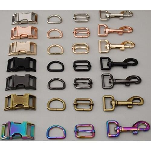 20 set of 25mm adjust buckle manufacturer Zinc Alloy high quality plated metal diy pet collar leash set parts 7 Colour