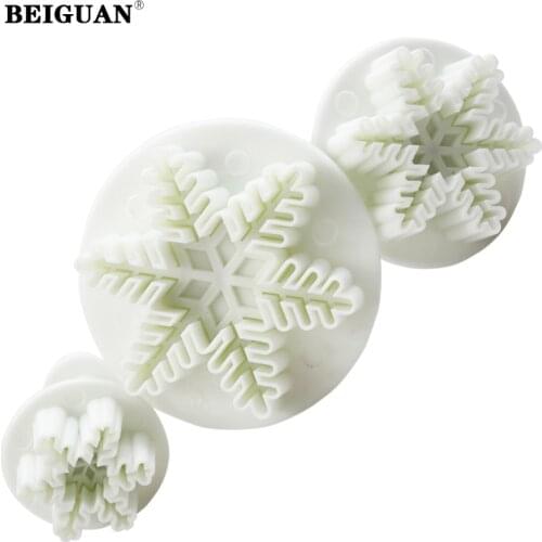 3pcs Snowflake Cookies Fondant Sugarcraft Mold Plunger Cutters Cake decorating tools Cupcake cake baking tools