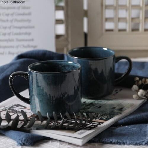 300ml Japanese-style Ceramic Cup Coffee Milk Drinking Water Cup Gargle Cups Multifunction Office Bathroom Supplies with Handle