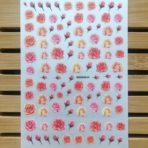 3D Nail Art Sticker Romantic Pink Flower Design DIY Tips Nail Art Decoration Packaging Self-adhesive Transfer Decal Slider