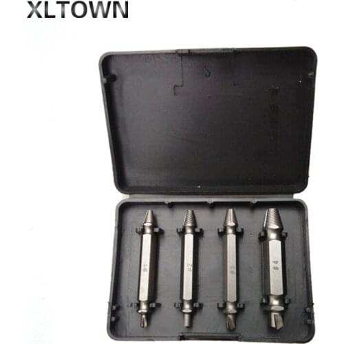 Xltown 4pc Double Ended Damaged Screw Extractor Broken Breakage Head Screw Extractors Wood Bolts Remover Extract Drill Tool