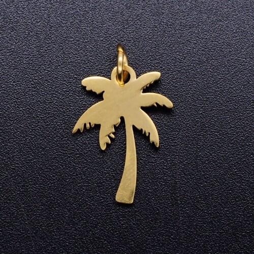 5pcs/lot Dainty Palm Tree Stainless Steel DIY Charms Wholesale Charm for Bracelet Making OEM Charm Accepted Jewelry Making Charm