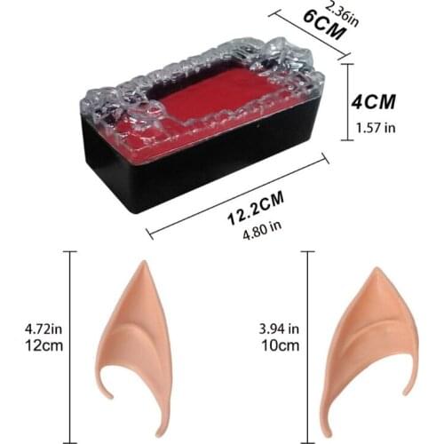 831A Halloween Vampire Fangs Bloodcurdling Vampire Werewolves Fangs Fake Dentures Elf Ear Dress Up Fairies Elves Goblins