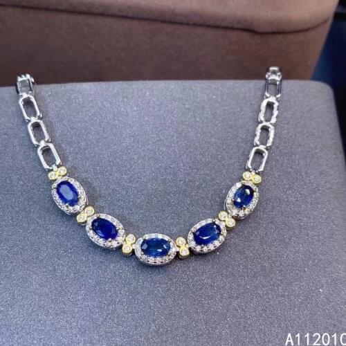 KJJEAXCMY Fine Jewelry 925 Sterling Silver inlaid gemstone sapphire luxury women new hand bracelet support test hot selling