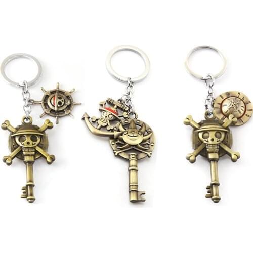 Anime One Piece KeyChain Devil Fruit Figure Japanese Straw Hat Holder Chaveiro Pendant Key Chain Ace Law Metal Trinket Gift