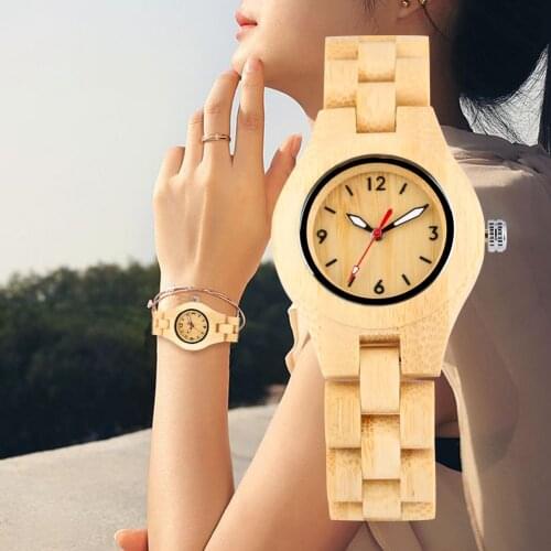 Vintage Full Wood Watch Women Wooden Bracelet Quartz Watches Ladies Clock Female Top Luxury Red Second Hand Dial Zegarek Damski