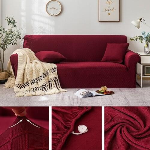 Thick 1 2 3 4 Seater Sofa Cover Stretch Jacquard All-inclusive Slipcover Solid Elastic Universal Couch Covers For Sectional Sofa