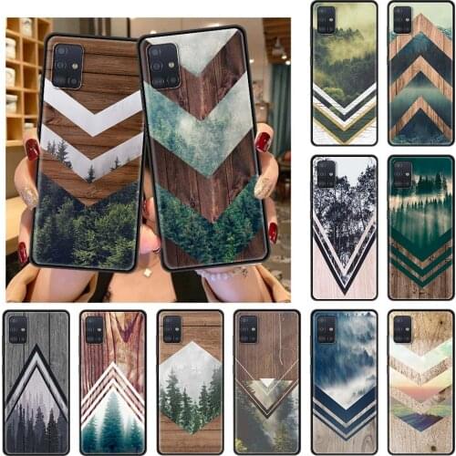 Forest Geometry Wood Nature Case For Samsung Galaxy A51 A71 A21s M31 A31A11 A91 A41 A21 M51 M21 F41 Black Shell Phone Coque Sac