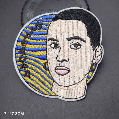 Dude Black Cool Man Hippie Lebron James Stephen·Curry Rapper Iron On Embroidered Clothes Patches For Clothing