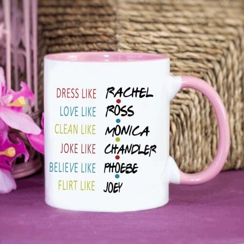 FRIENDS TV Character Advantages Coffee Cup 11oz Pink Ceramic Girl Woman Wife Gift Mugs