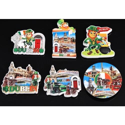 Refrigerator Magnets Sticker Ireland Landmark Creative Dublin Resin Fridge Magnet Set Country Travel Souvenir Home Decoration