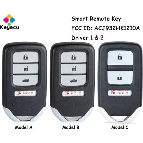 KEYECU Smart Remote Control Car Key With 3 4 Buttons 313.8MHz - FOB for Honda Accord Civic Crosstour CR-V FCC ID: ACJ932HK1210A