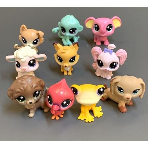 10 Pcs LPS Short Hair Cat Dog Puppy Dachshund Collie Spaniel Great Animal Little Pet Dolls Loose Figure Toys Christmas Gift