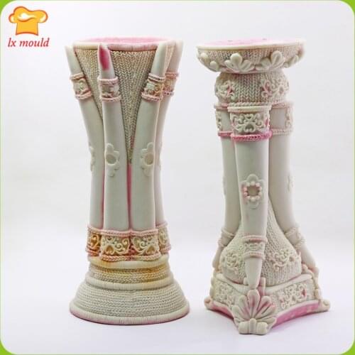 LXYY NEW Cylinder Roman Column Silicone Moulds DIY Candle Mould Plaster Handmade Making Molds #2