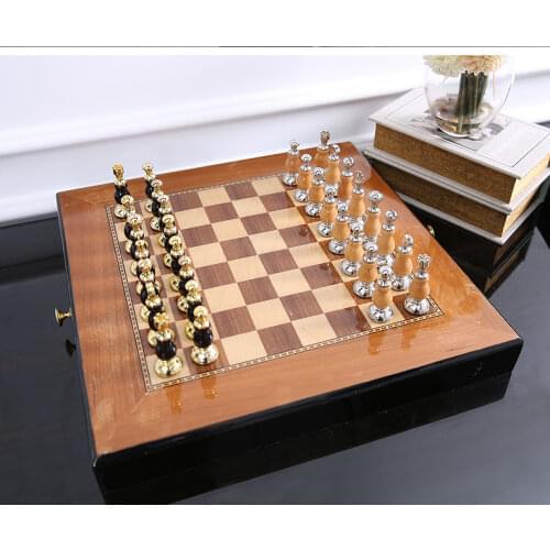 Mental Chess Set High-Quality Exquisite Furniture Decoration Chess With Unfoldable Chess Board Free Shipping