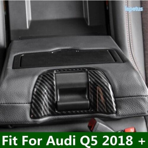 Lapetus Car Rear Row Armrest Box Button Decoration Frame Cover Trim Fit For Audi Q5 2018 - 2021 ABS Interior Accessories