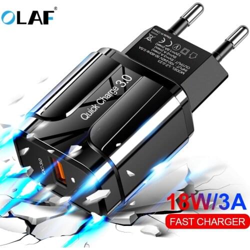 OLAF Quick Charge 3.0 USB Charger for Huawei Cell Phone Wall Charger for iPhone QC 4.0 Fast Charge EU US Adapter for Samsung A50