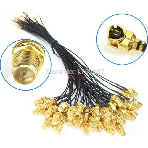 8in RP-SMA Female Bulkhead to IPX U.fl Female 1.13mm Pigtail RF Cable 20cm