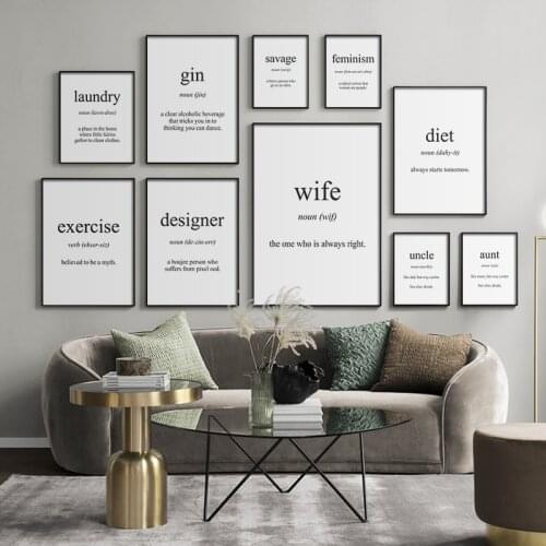 Willpower Diet Definition Quotes Canvas Painting Nordic Posters and Prints Wall Art Pictures for Living Room Modern Home Decor