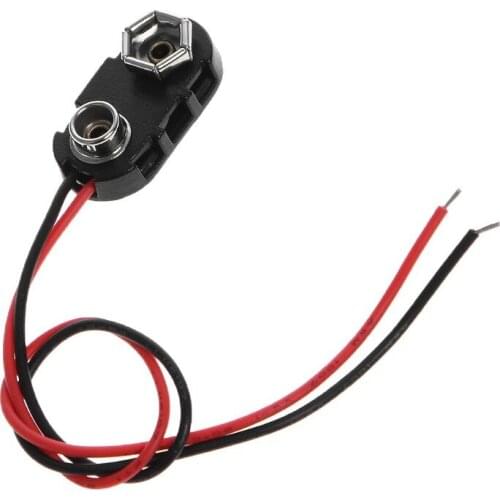PP3 9V Battery Clip Connector I Type Tinned Wire Leads 150mm Black Red