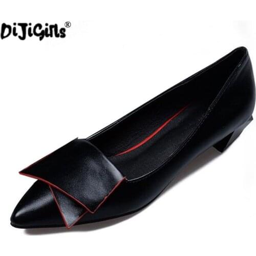 DIJIGIRLS New Pointed Toe Low Heel Pumps Black Red White Shallow Mouth 1.5cm Thick High Heel Solid OL Shoes Dropshipping