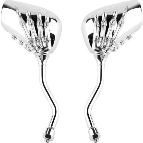 Universal High Quality Motorcycle Chrome SKELETON HAND Claw Side Rear View Mirrors 10mm New Drop Shipping