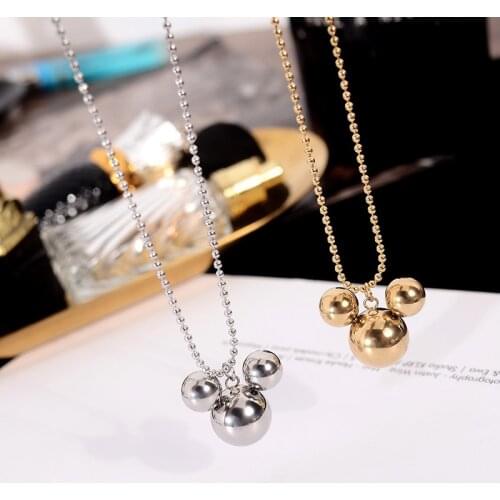 YUN RUO Fashion Mouse Pendant Necklace Sweater Chain Rose Gold color Titanium Steel Jewelry Woman Birthday Gift Not Change Color