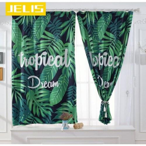 Tropical Leaves Monstera Blackout Curtains Windows Drapes Blinds Ins Modern Curtain for Living Room Bedroom Kitchen Home Decor
