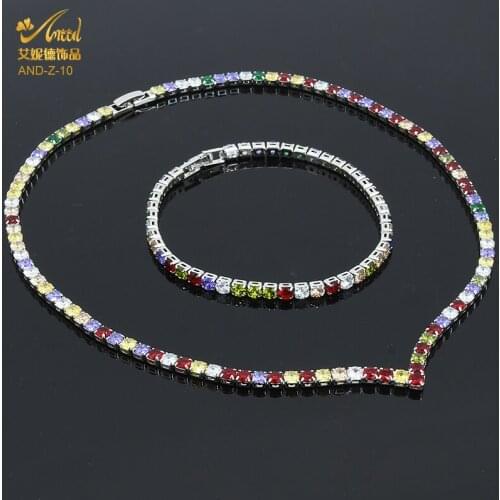 ANIID Womens Colorful Necklace Gold Rhinestone Men Cuban Link Hiphop Tennis Bling Accessori 2021 New Choker