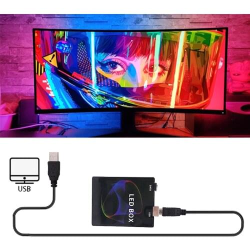 DC 5V DIY Ambient TV PC Dream Screen WS2811 WS2812B SK6812 RGB USB LED Strip Control Box Computer PC Screen Backlight