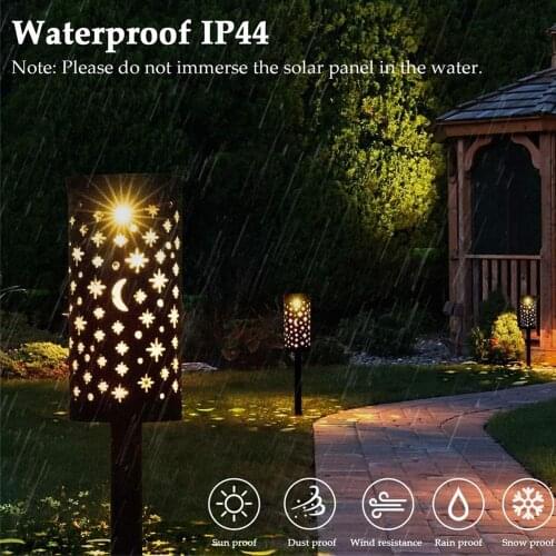 Star Moon Solar LED Iron Art Lantern Light Rechargeable Outdoor Decorative Lighting Lamp for Garden Yard Pathway Solar Light