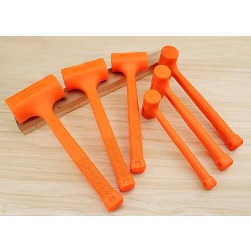 0.5LB-4LB Non-elastic Rubber hammer Orange Steel ball Blow Mallet Non-slip Handle Metal processing Tile Mounting Hand Tool