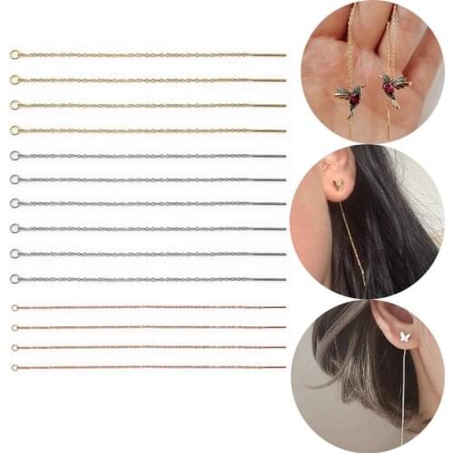 10pcs/lot Long Tassel Chain Ear Line for DIY Stainless Steel Drop Earring Accessories Dangle Earrings Jewelry Making Findings