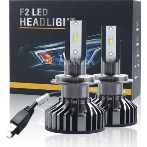 100Pcs/Lot 50Pair Car Headlight Mini F2 LED H4 Bulb With 8 SMD ZES Chip 60W 8000LM Fog Light 12V/24V Auto H1 H11 9005 9006 Lamps