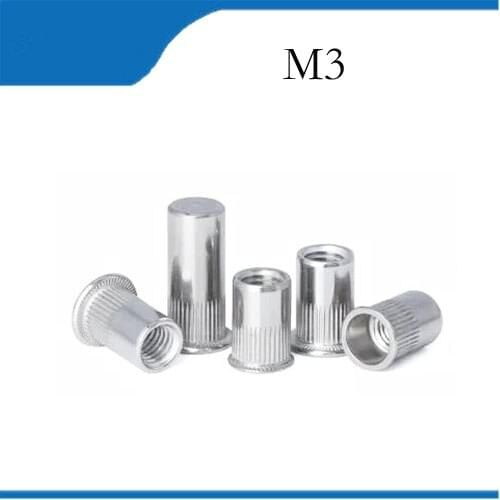 100PCS M3 304 Stainless steel pull rivet nut/flat column grain pull rivet nut/knurled head rivet nuts free shipping