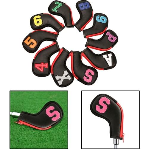 10x Golf Iron Covers 4 5 6 7 8 9 P A S X Glof Club Headcovers Hybrid Protect