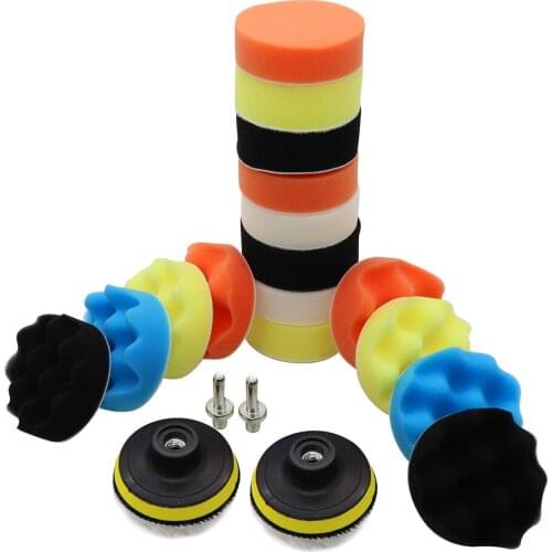 19Pcs Drill Buffing Sponge Pads Car Foam Polishing Pads Kit for Car Buffer Polisher Sanding Waxing Sealing Glaze