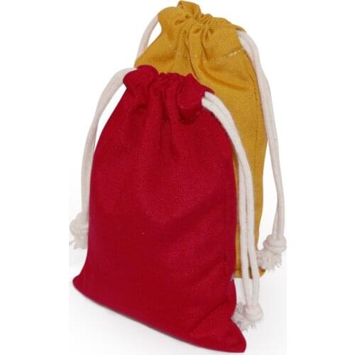 20pcs/lot 9.5x15cm Canvas Drawstring Bag Cartoon Drawstring Pouch Tea Gift Candy Packaging Draw String Bags