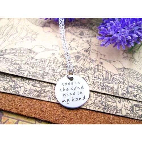 3pcs/lot Fashion stainless steel necklace "toes in the sand wine in my hand" Pendant necklace Gift more style for choosing