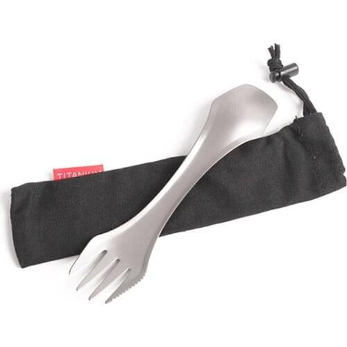Ulti-function 3in1 Outdoor Camping Equipment Picnic Spoon Fork Titanium Spork Tableware Cutlery Hiking Cooking Trekking Untensil