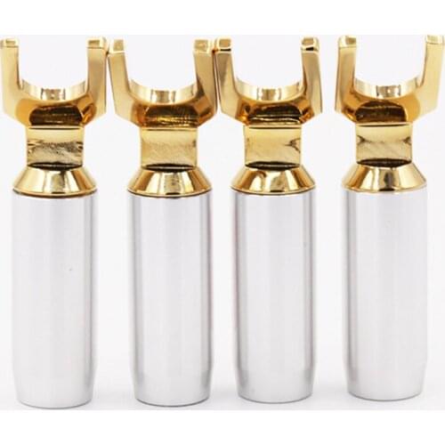 4pcs Hifi Y spade Connector, XLO Electric XLO HT PRO plug,hif audio fork , speaker cable connecto plug