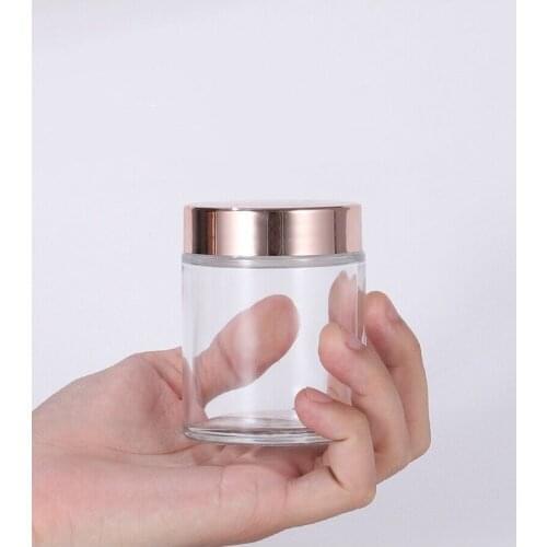 5pcs 5/10/15/20/25/30/50/60/100G Glass Bottle Rose Pink Lid Glass Jar Empty Bottle Cream Jar Cosmetic Packaging Container Jars