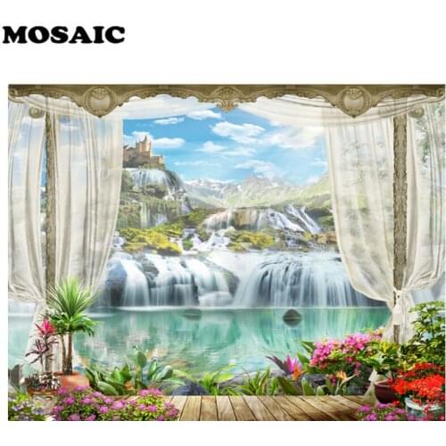 Waterfall mountain Diamond Embroidery,painting diamonds mosaic Beautiful Scene Diamond picture 5D DIY Full Square Round drills