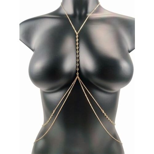 Punk Sequins Body Jewelry Chest Chains Sexy Pendant Goth Body Chain Bikini for Women Summer Accessories Beach Waist Fashion Gift