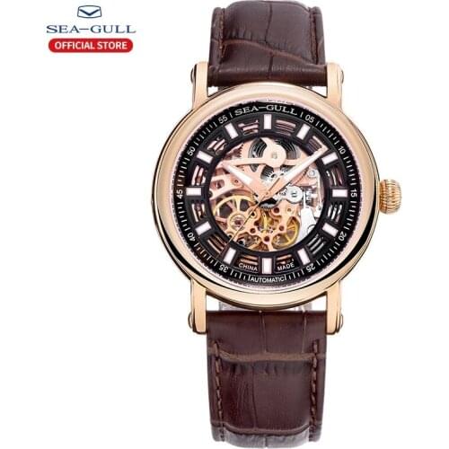 Seagull Mens Automatic Mechanical Watch Casual Hollow Transparent Watch Business Luxury Sapphire Waterproof Fashion Watch Clock