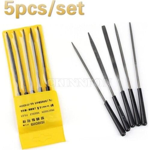 DHL 100Set Needle Files Set 5pcs/Set 3*140mm Woodworking Jeweler Diamond Carving Craft Tool (Size: 5pcs/set, Color: Multicolor)