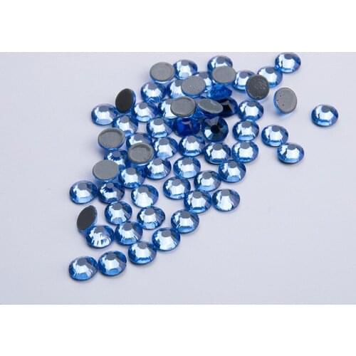 Hotfix Rhinestones SS6-SS30 Light Blue Glass Strass Hotfix Iron On Rhinestones For Nail Art Sewing & Fabric Decoration