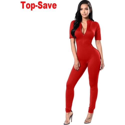 2020 Autumn Winter Body Suits For Women Clothes Sexy V-neck Zipper Short Sleeve Rompers Womens Jumpsuit High Waist Slim Trousers